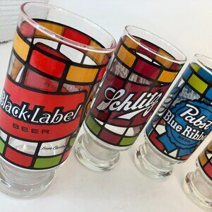 Vintage Anchor Hocking Beer Glasses 1970s Set of SIX